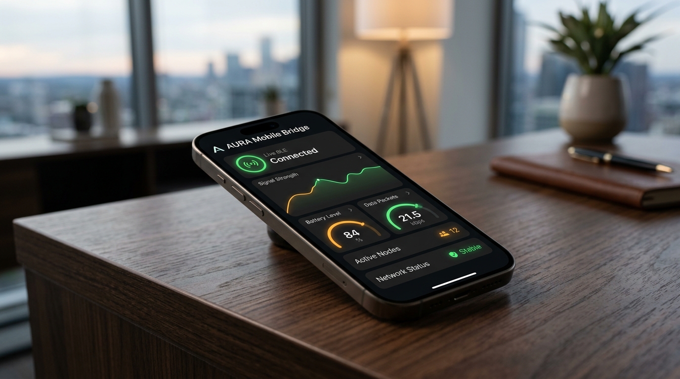 AURA Mobile Bridge app relaying BLE to AWS API Gateway