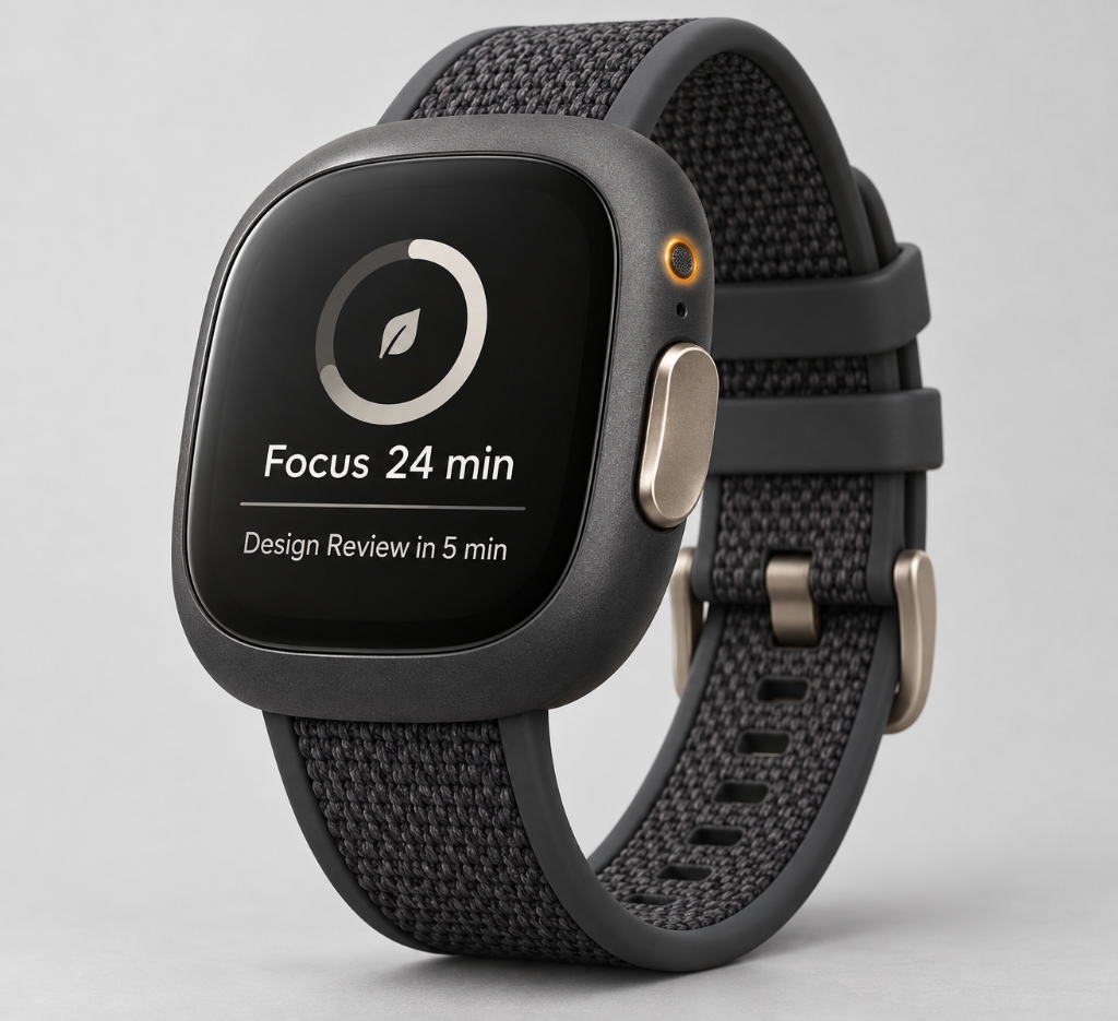 AURA Orbit custom Nordic nRF5340 focus wearable with illuminated amber ring